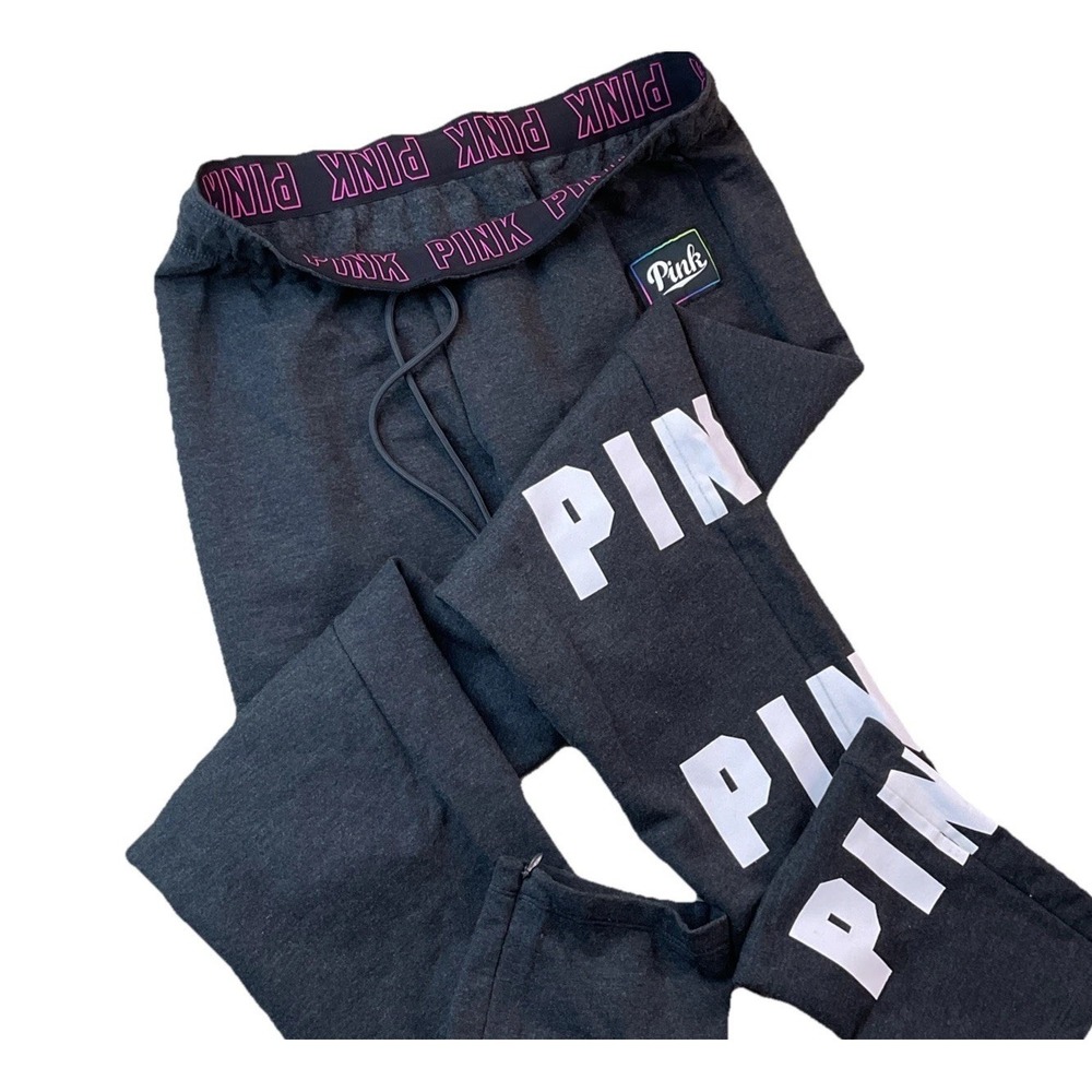 Victorias Secret PINK Sweatpants Joggers Womens XS Tapered Zip Ankle Logo NWT